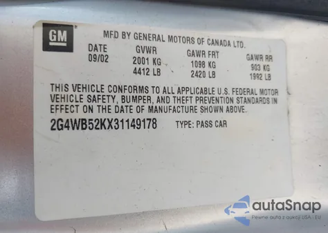 2003 Buick Regal Ls from USA, damaged, VIN 2G4WB52KX31149178